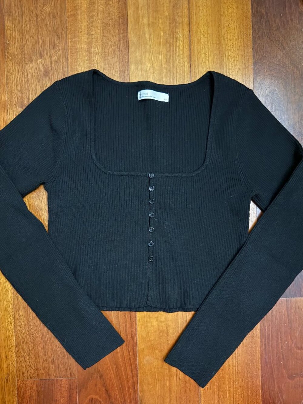 oak + fort black squareneck top